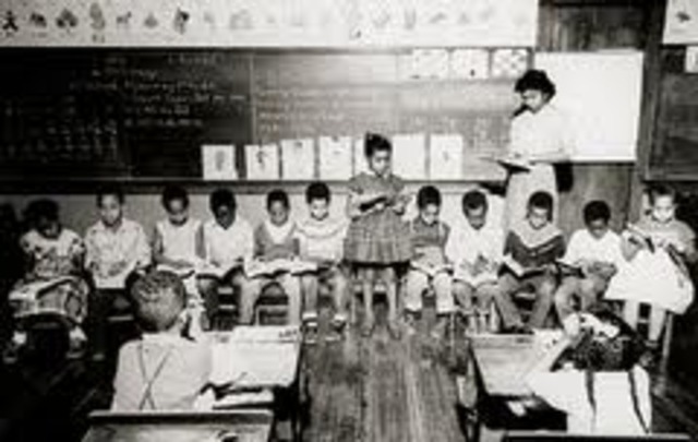 Primary schools in Topeka, KS, segregated. High school was integrated with seperate activities.