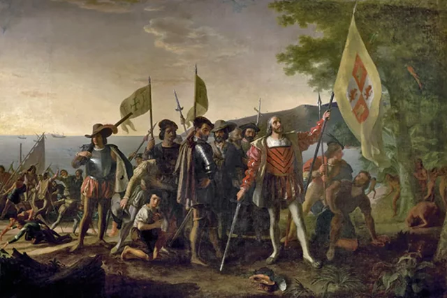 Columbus lands in the Carribean