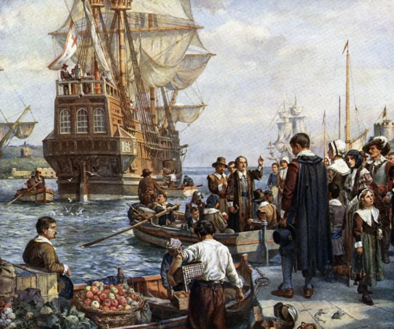 Pilgrims land in Plymouth