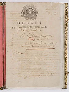 Constitució de 1791, França esdevé una monarquia constitucional.