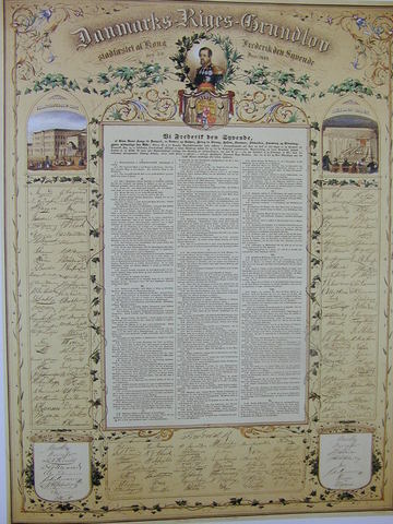 Frederik 7. underskriver Danmarks Riges Grundlov