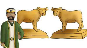 Jeroboam makes two golden calfs