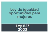 Ley 823 - Garantizar la equidad e igualdad de oportunidades para las mujeres.