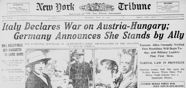 Italy declares war on Austria-Hungary