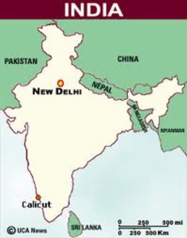 Vasco da Gama reaches the port of Calicut on the Indian Ocean