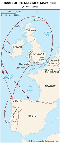 The defeat of Spanish Armada by England