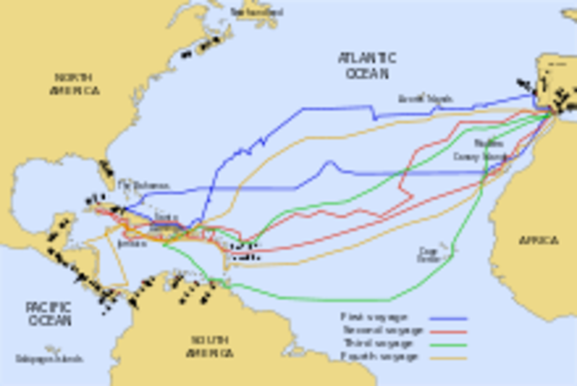 Christopher Columbus reaches the Caribbean.