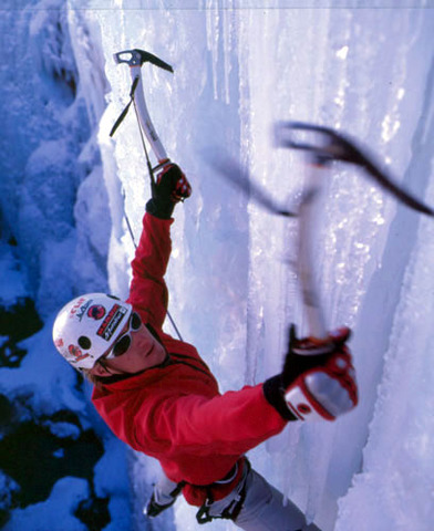 Mark does his first ice climb