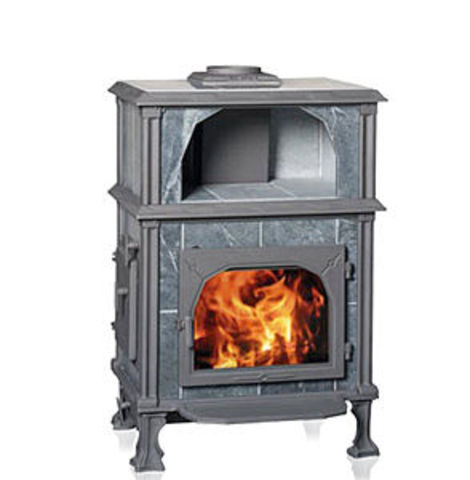 The wood-burning stove comes
