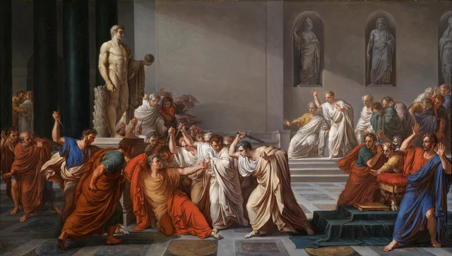 The senator Màximus and Dictator Perpetu Gai Julius Caesar is murdered