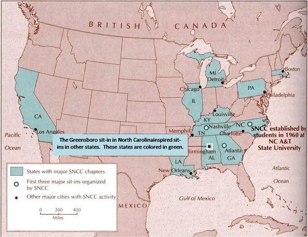 Greensboro Sit-Ins Map