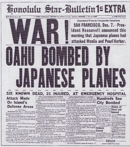 The Japanese Navy attacks Pearl Harbor and the US joins the war.