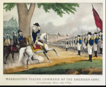 Washington arrives on outskirts of Boston with Continental troops