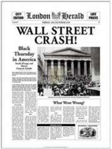 U.S. stock market crashes; Great Depression begins