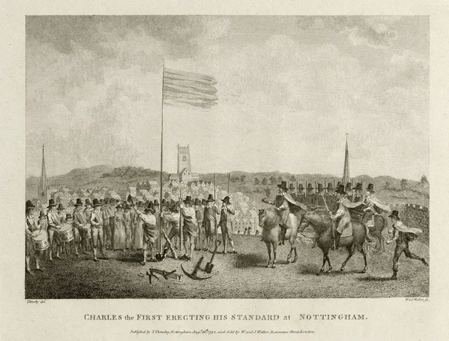 Charles I declaring war on Parliament.