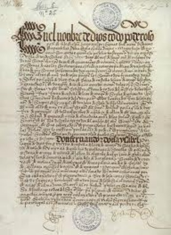 Spain and Portugal sign the Treaty of Tordesillas