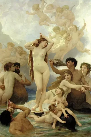 The Birth of Venus" (1879) by William-Adolphe Bouguereau - Oil on canvas