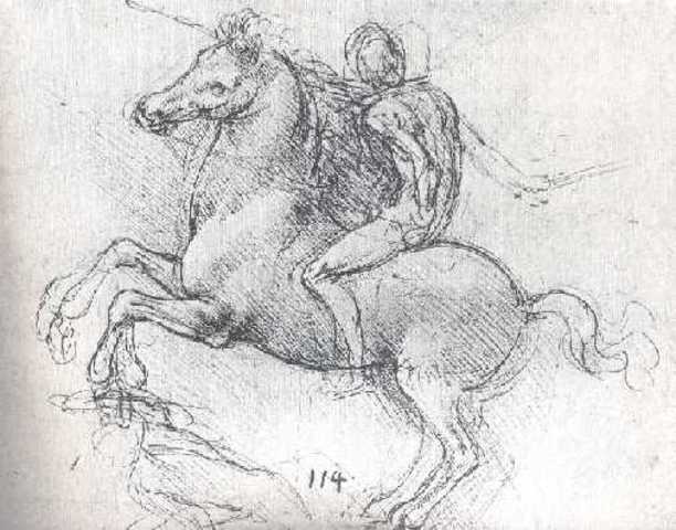 Leonardo finished the clay version of the equestrian statue to be cast in bronze