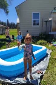 Having a pool party with my family and friends