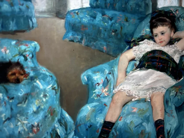 Impressionism little girl in blue chair