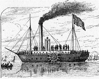 LAUNCH OF THE FIRST STEAMSHIP
