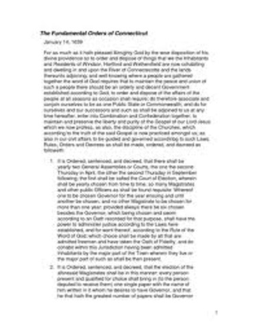 Fundamental Orders of Connecuicut