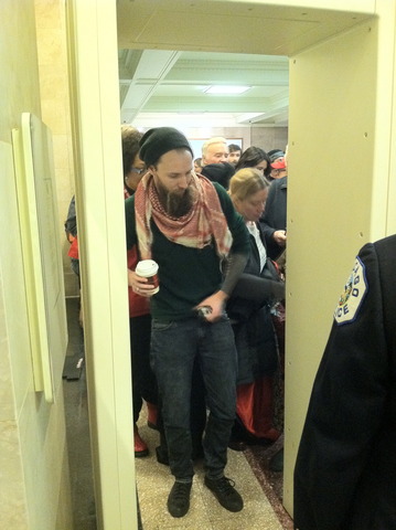 Protester Brian Bean said he needed to get inside council chambers "so they see us when they vote." #citycouncil #Chicago