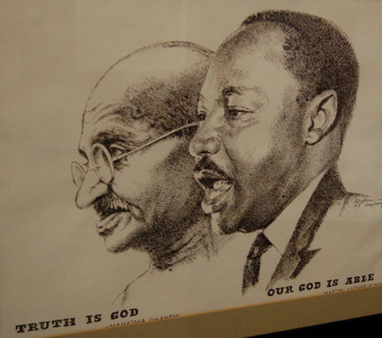 Journey to India to study Mohandas Gandhi's philosophy on nonviolence