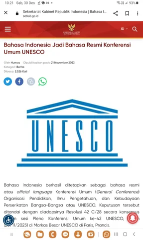 Bahasa Indonesia Resmi sebagai Bahasa UNESCO