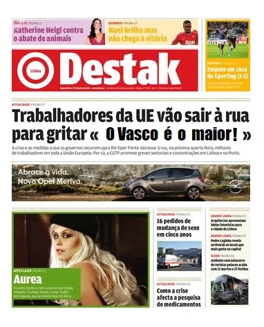A Imprensa do dia em que nasceu o Vasco