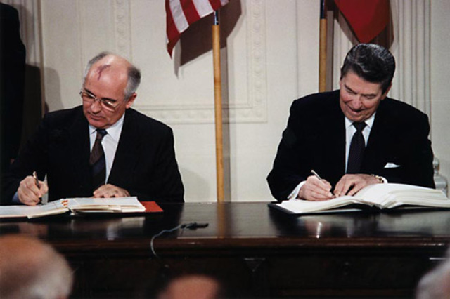 Gorbachev signs the INF treaty