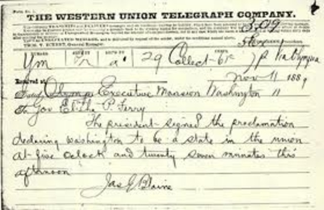 Washington Admitted state.