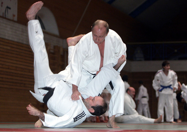 Putin holds a Judo training session