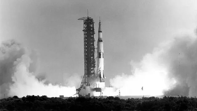 Apollo 11 lands on the moon