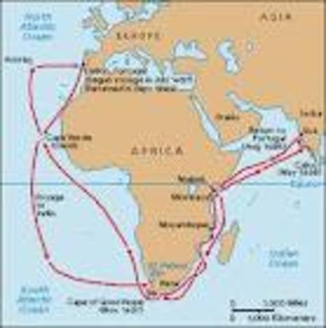 •	Vasco da Gama reaches the port of Calicut on the Indian Ocean