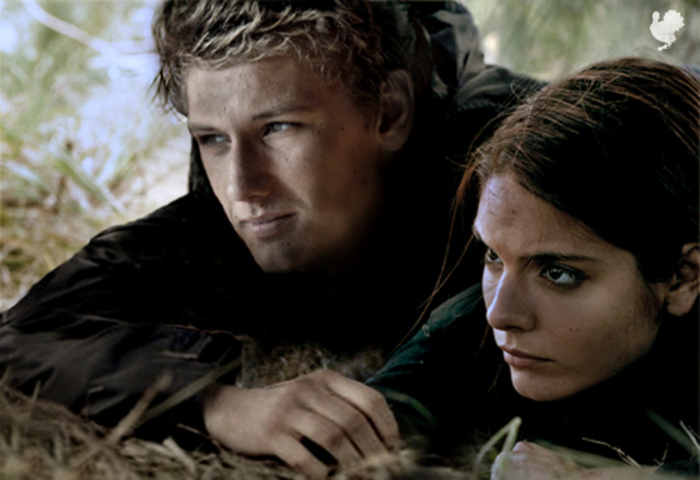 Katniss has her first interview before the games where Peeta anounces his love for Katniss