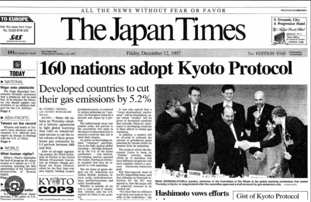 U.S. rejects the Kyoto Protocol