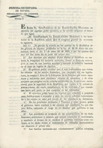 The Law of April 6th, 1830