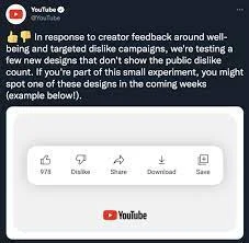 YouTube removes dislikes