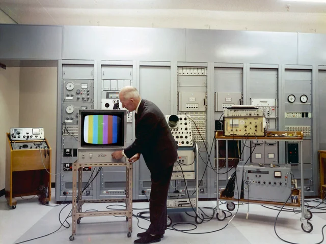 Colored television are introduced brings new appeal to the audiance slowley starts to outsell black and white units