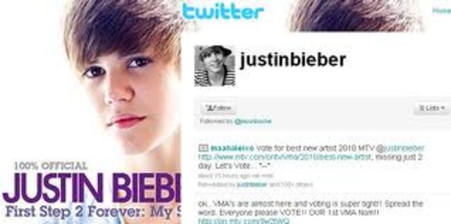 Justin Bieber's first tweet was made.