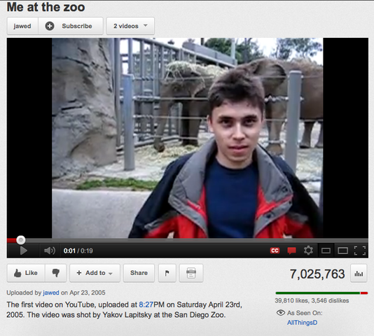 First Video Uploaded to YouTube
