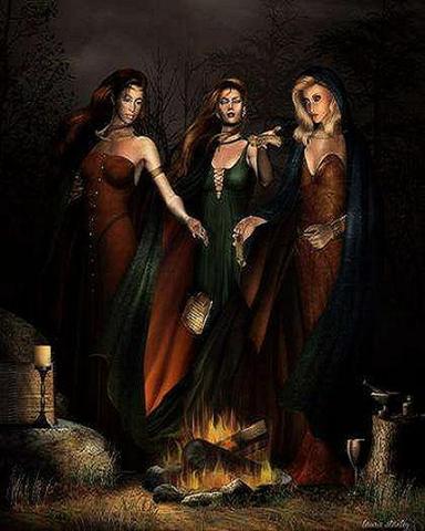 Macbeth meets with the 3 witches