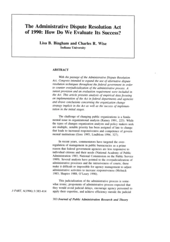 ADMINISTRATIVE DISPUTE RESOLUTION ACT OF 1990