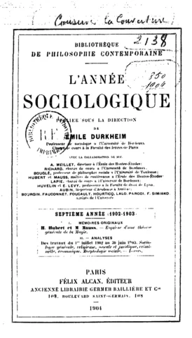 EMILE DURKHEIM - REVISTA "LÁNNÉE SOCIOLOGIQUE"