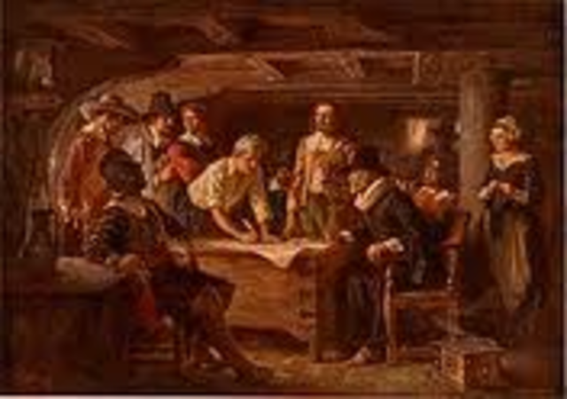 The Mayflower Compact is written by the pilgrims in Plymouth