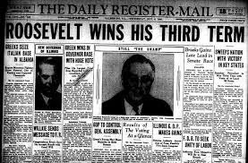 President Roosevelt re-elected for a third term