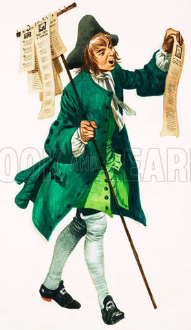young Benjamin Franklin employed to carry the newspapers through the streets to the people