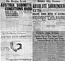 Firma del armisticio por Austria