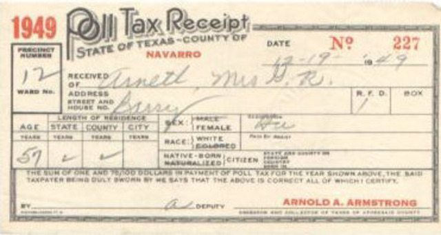 24th Amendment  abolishes Poll Taxing